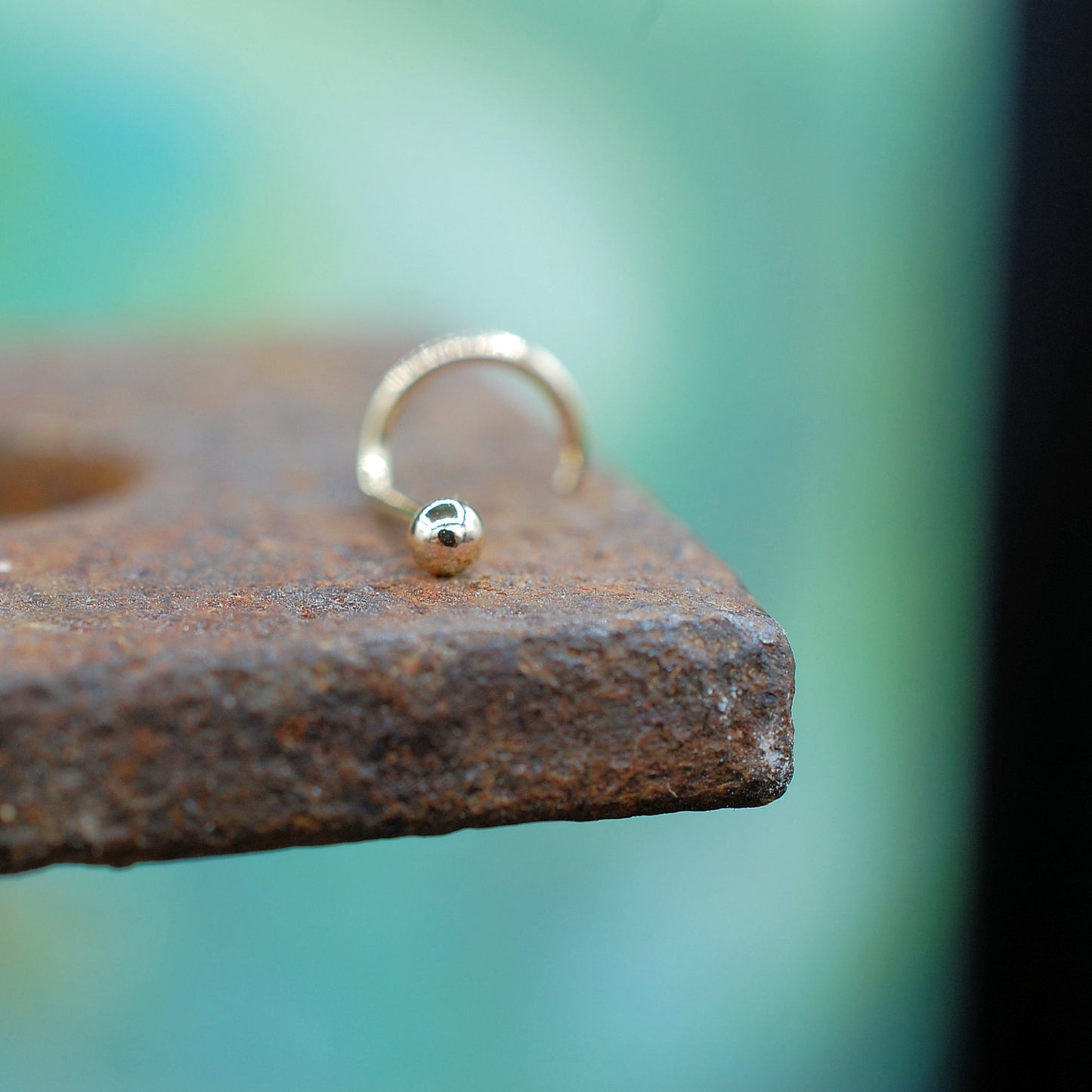 tiny gold ball nose stud