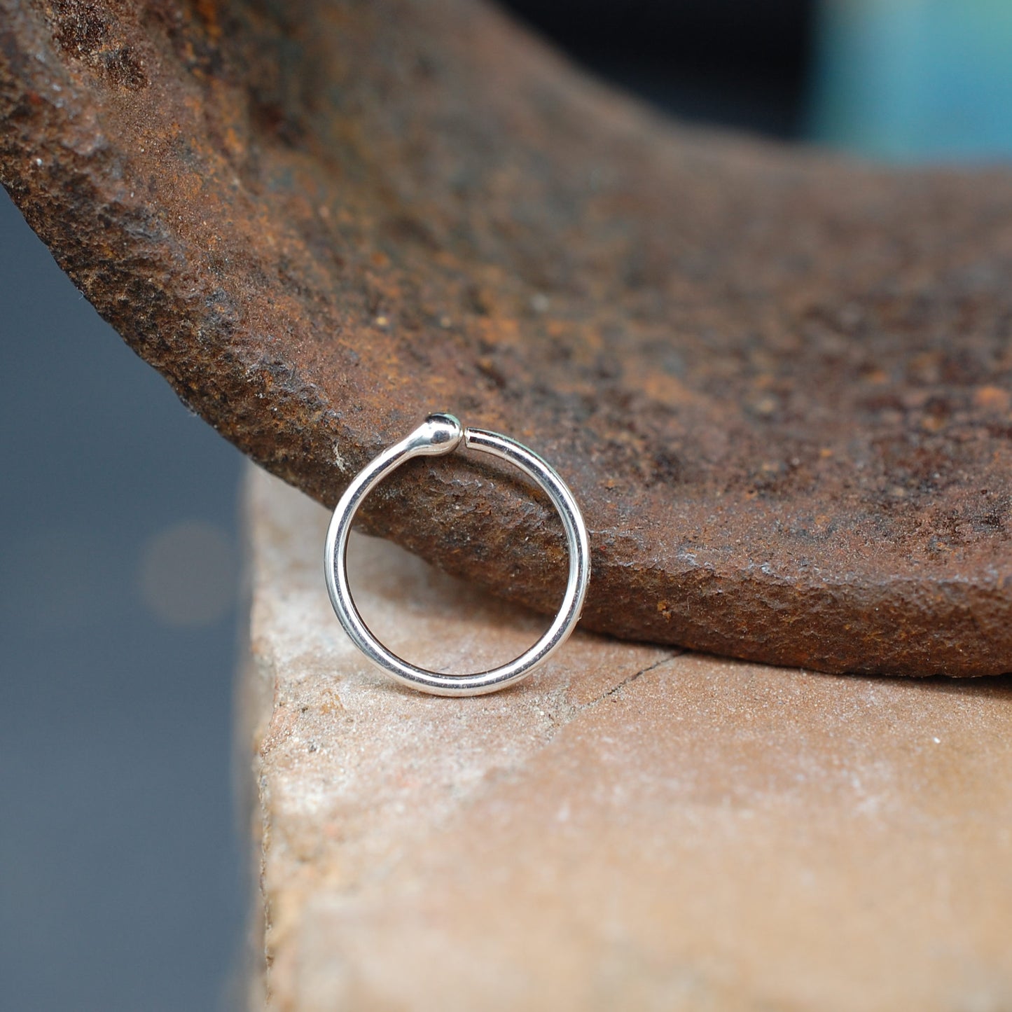 Silver Nose Ring Hoop Budded Style