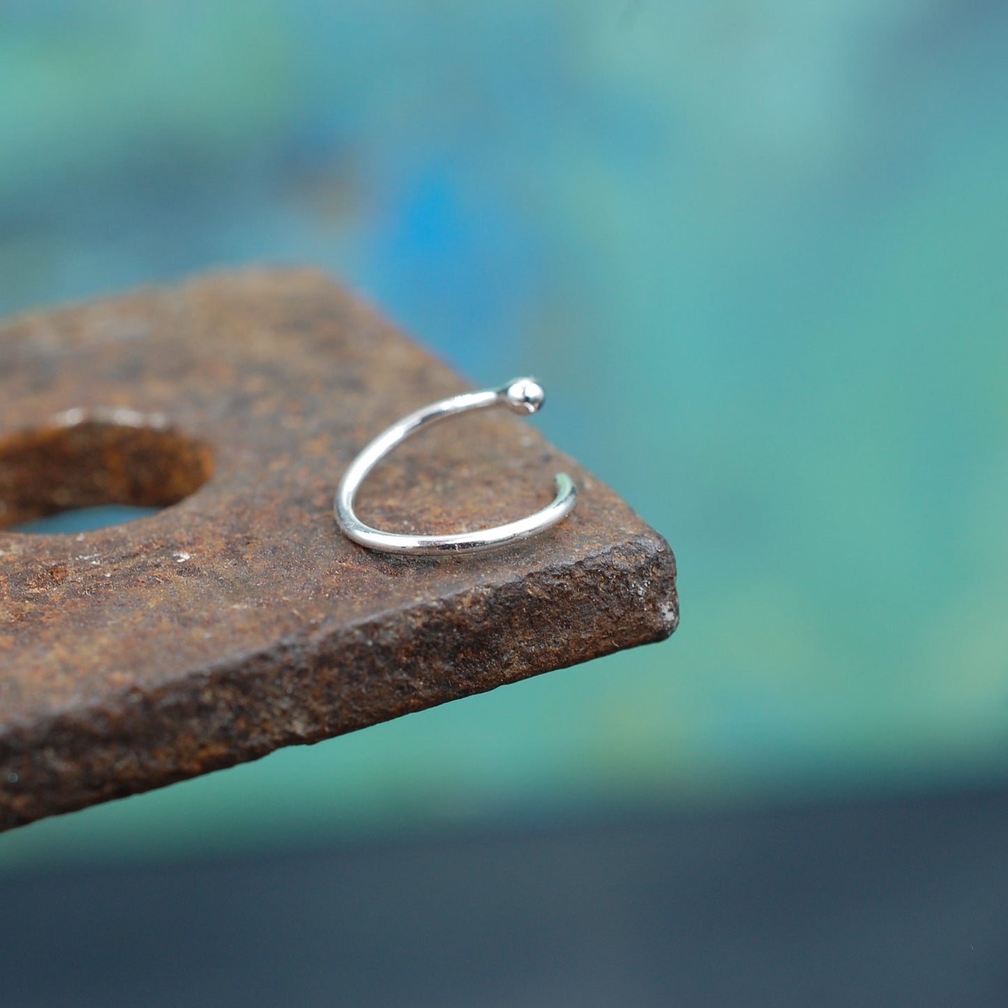Silver Nose Ring Hoop Budded Style