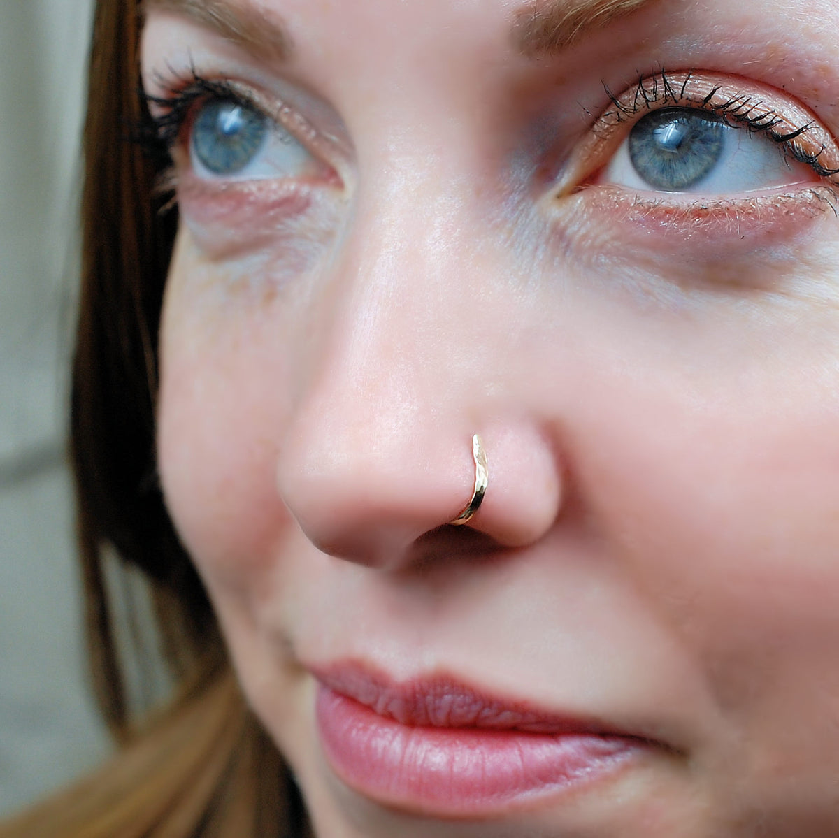 hammered gold nose ring