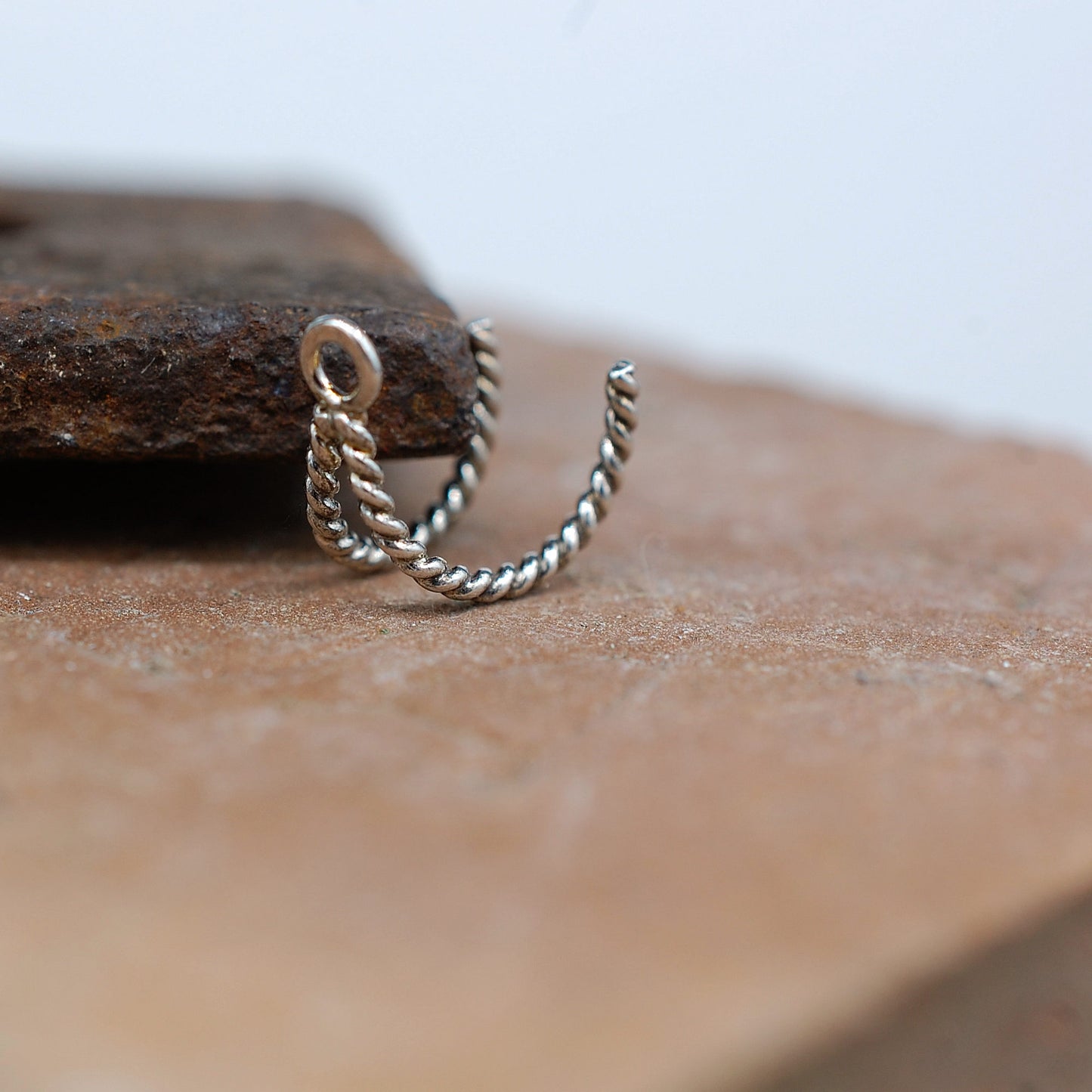 silver twisted enhancer nose ring hoop