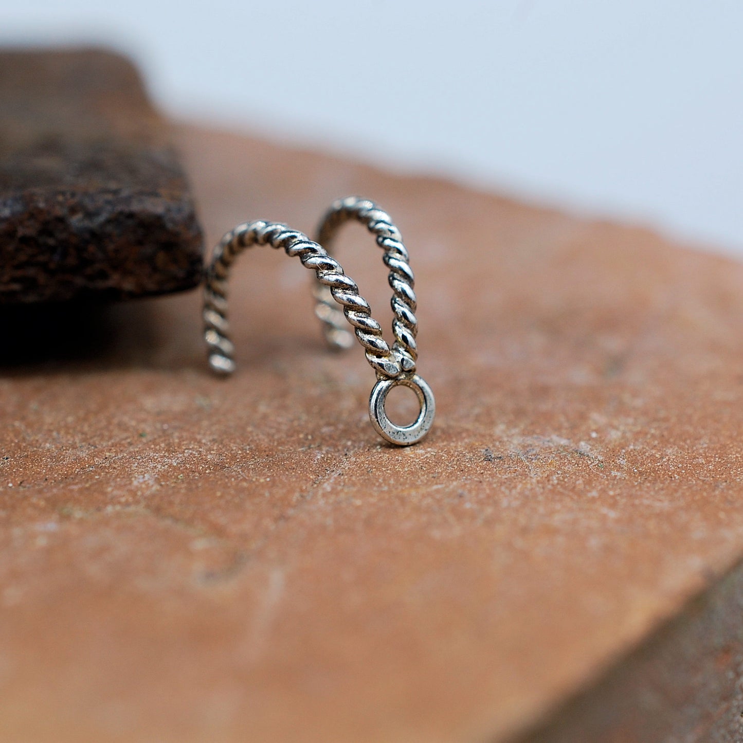 Enhancer nose ring in silver twist wire