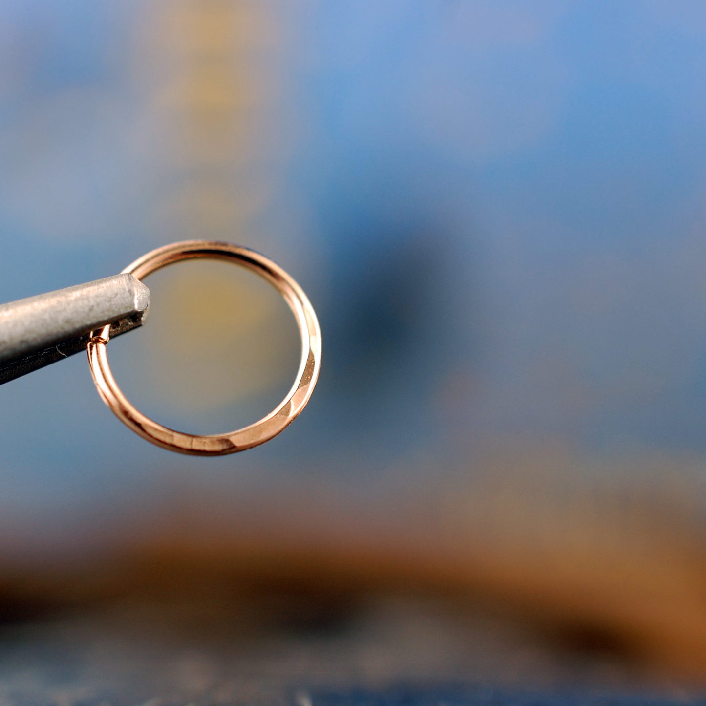 HAMMERED ROSE GOld nose ring