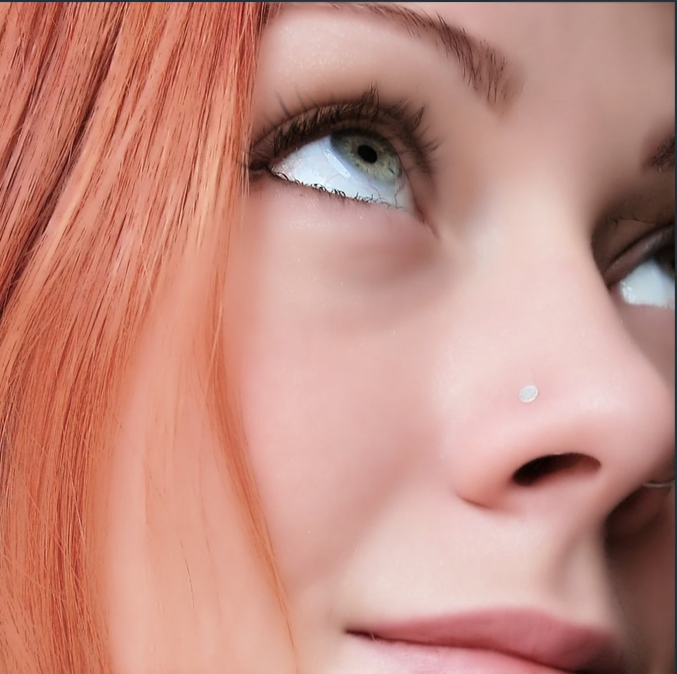Silver spot handcrafted nose stud in sterling silver