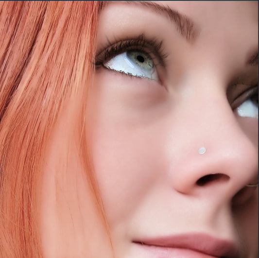 Silver spot handcrafted nose stud in sterling silver