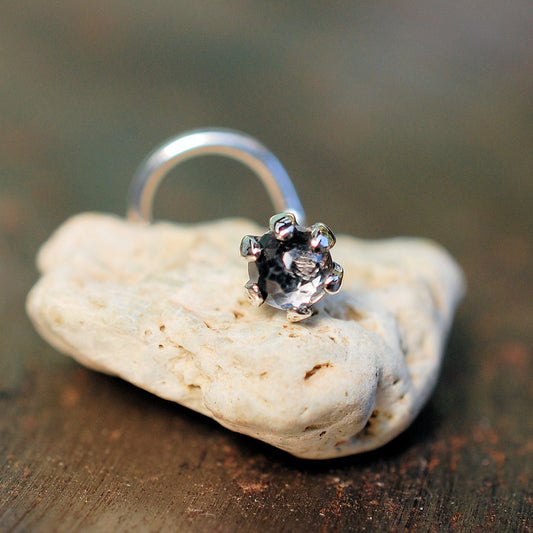 topaz and silver nose stud