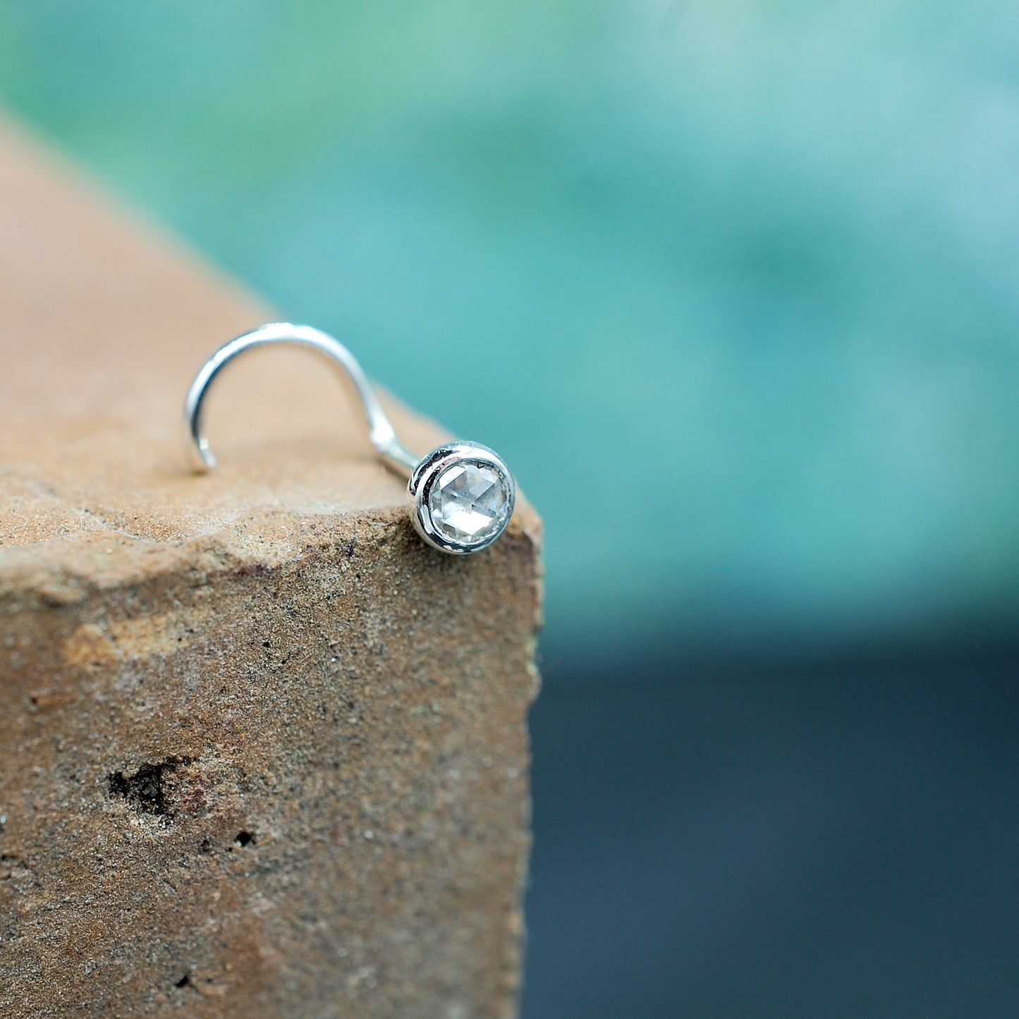 Moissanite in Silver 3mm Nose Stud