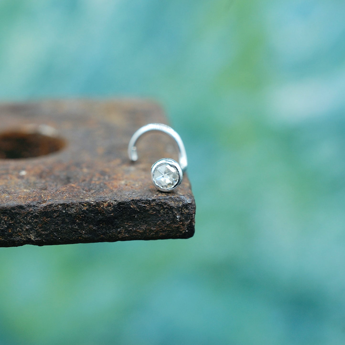Moissanite in Silver 3mm Nose Stud