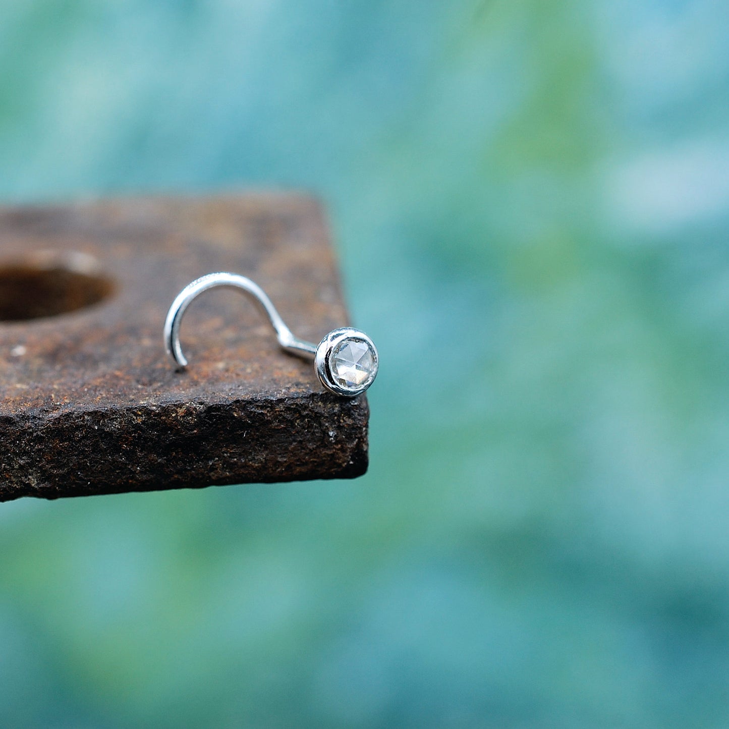 Moissanite in Silver 3mm Nose Stud
