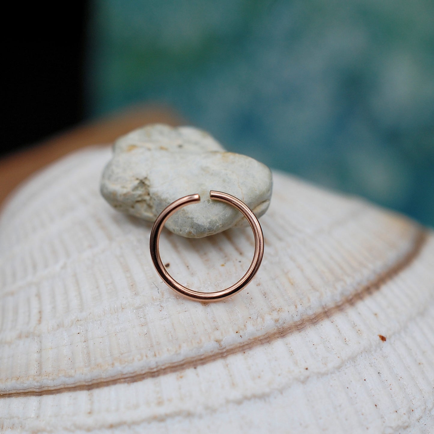 rose gold nose ring shown open