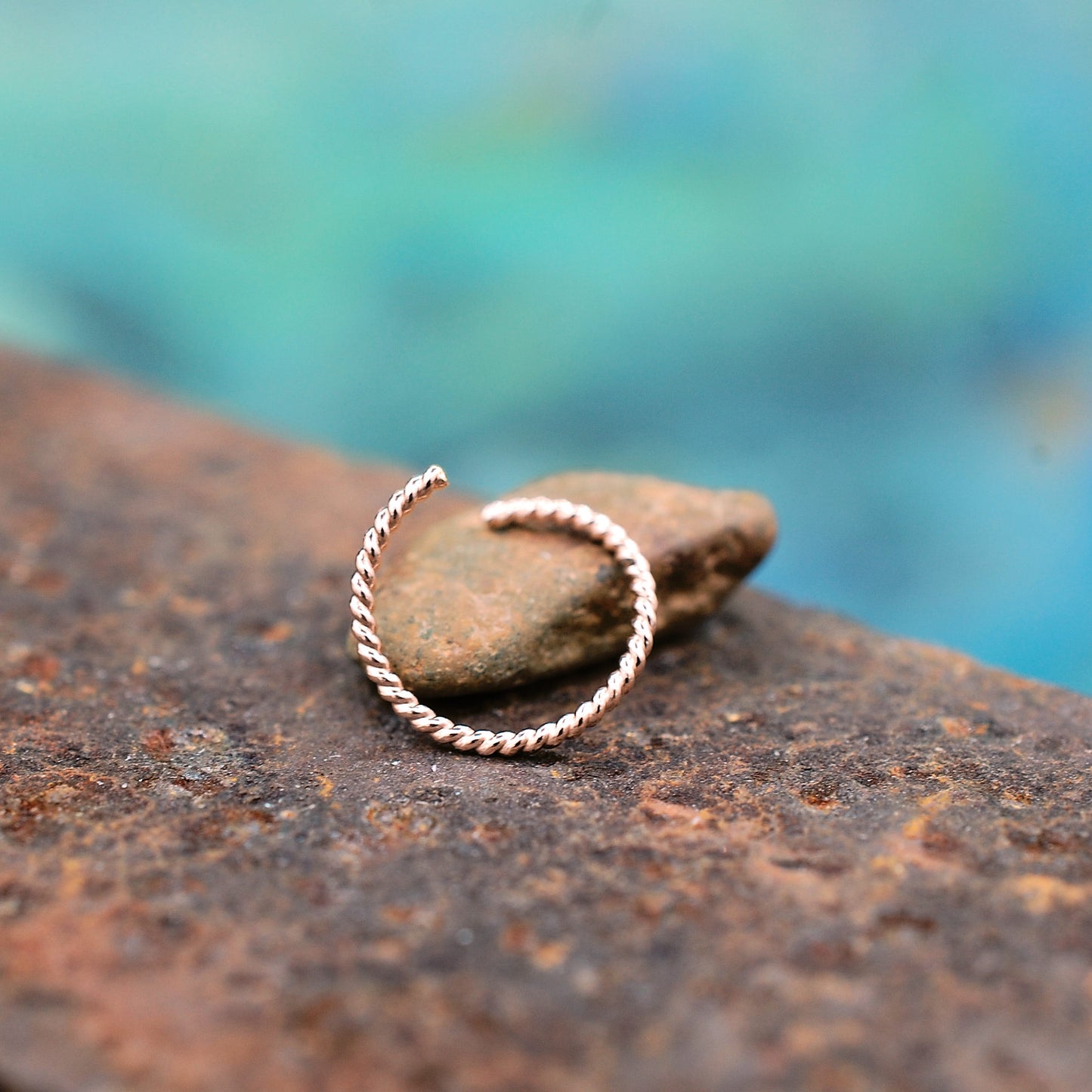 twisted wire rose gold nose ring