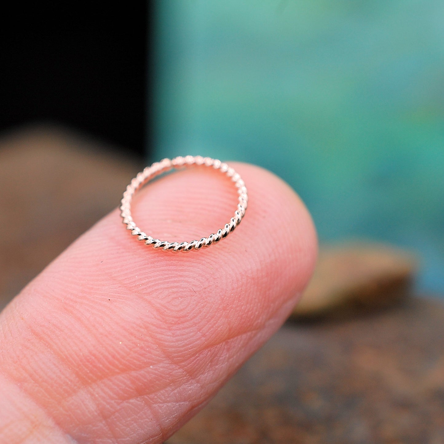 rose gold nose ring with twisted wire