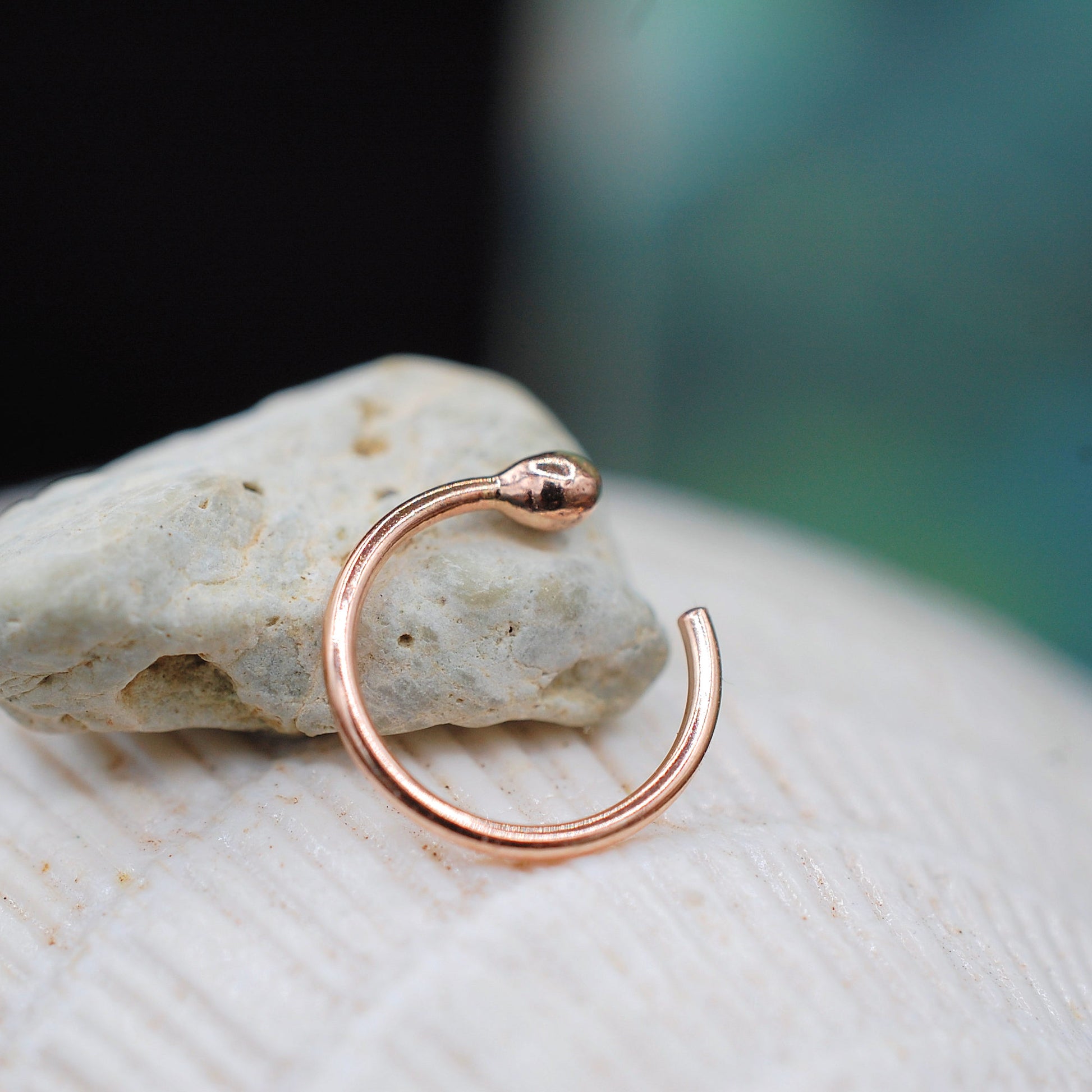 rose gold budded open nose ring