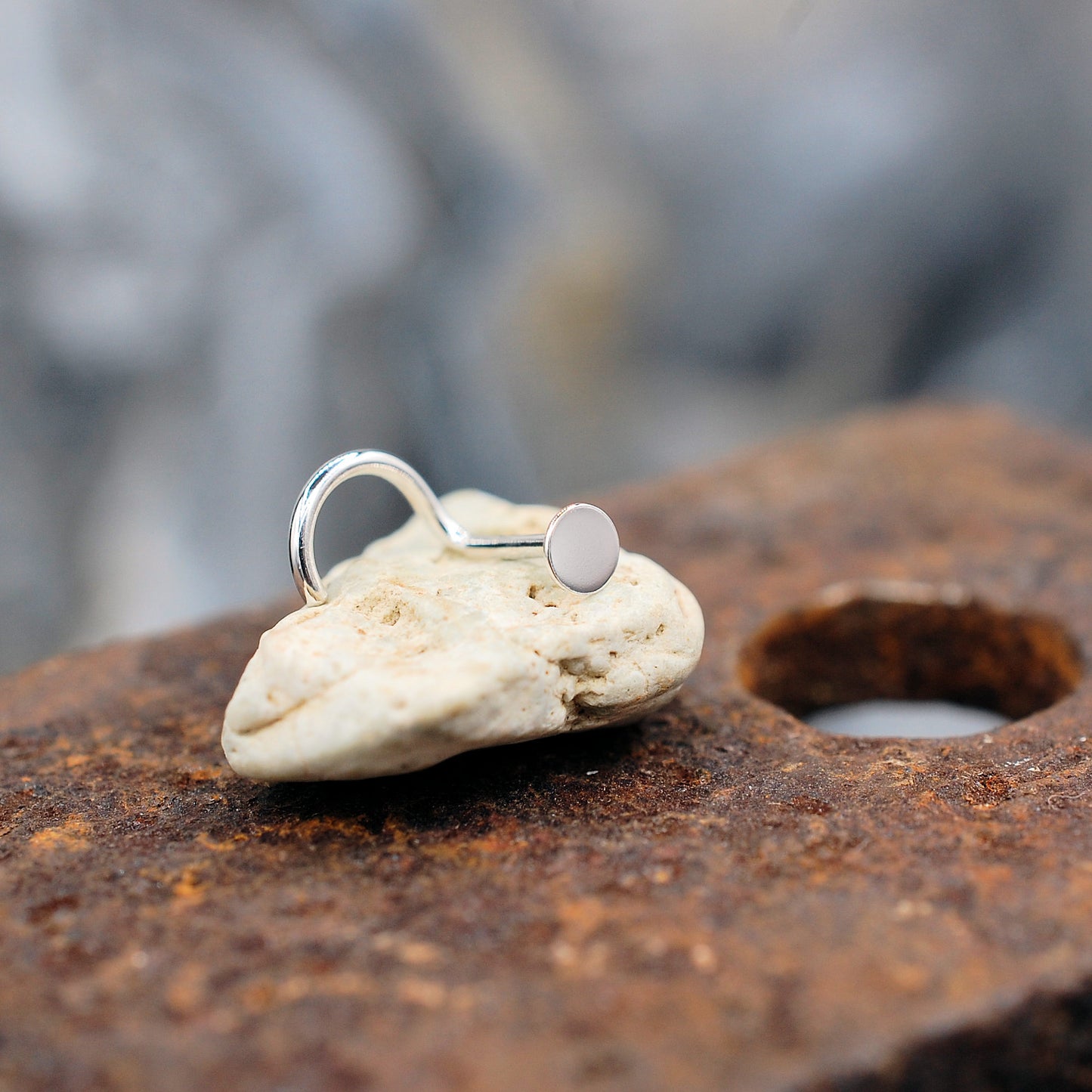 silver 3mm dot nose ring