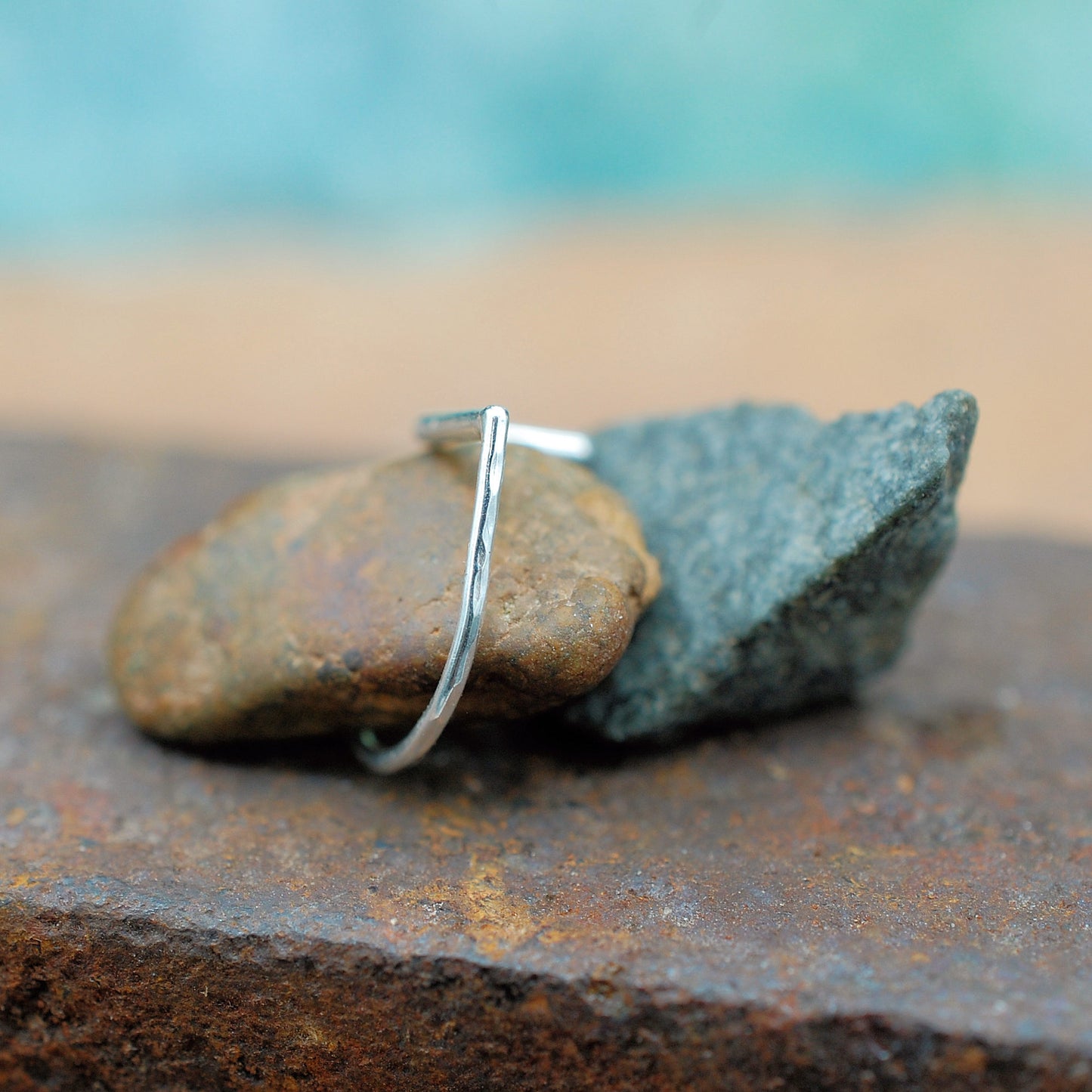handcrafted hammered sterling silver nose ring