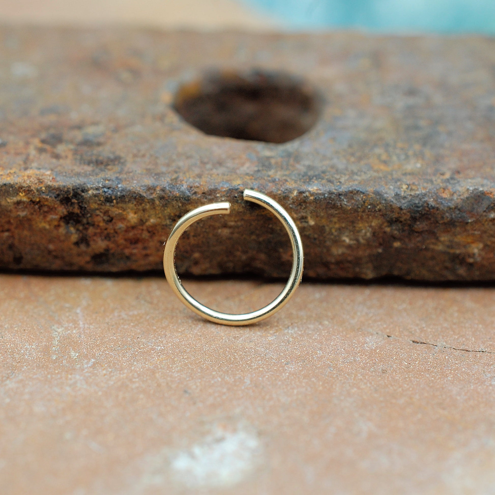 gold nose ring hoop showing how it opens