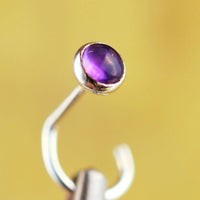 sterling silver nose stud with amethyst