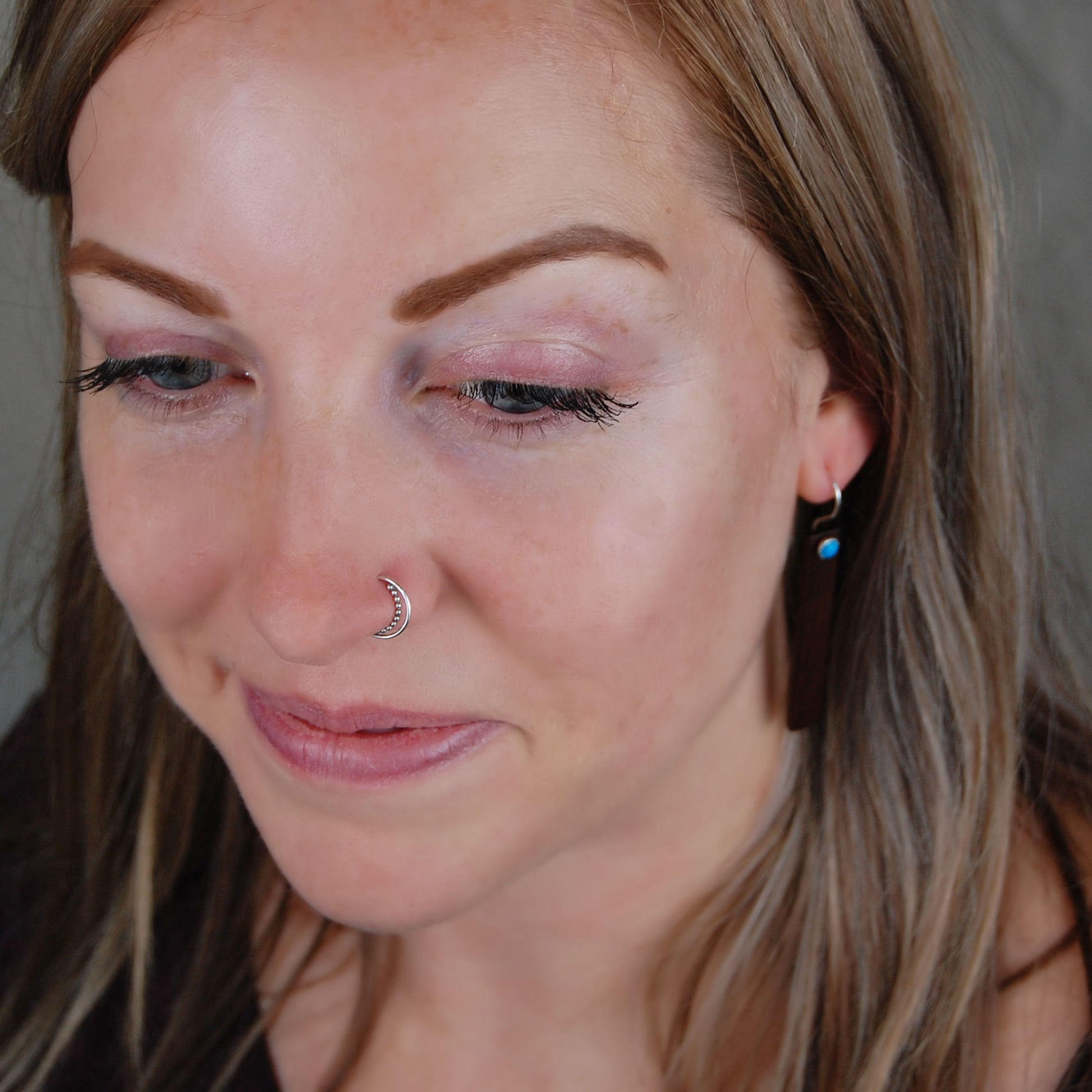 silver moon nose ring