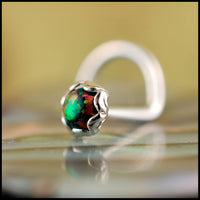 black opal and sterling silver nose ring
