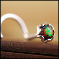 black opal and sterling silver nose stud