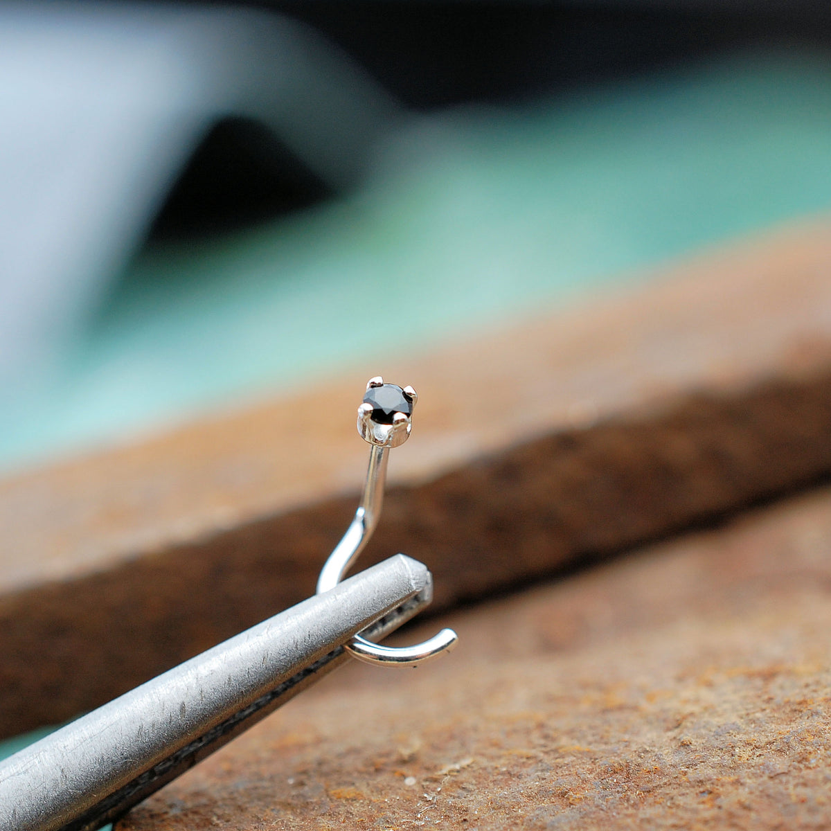 tiny black nose stud