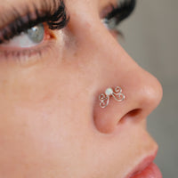 opal gemstone nose stud