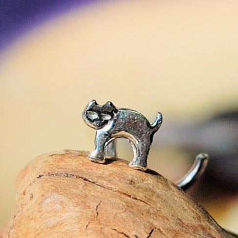 cat halloween silver nose stud