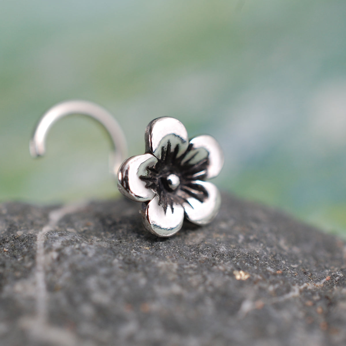 sterling silver flower nose ring