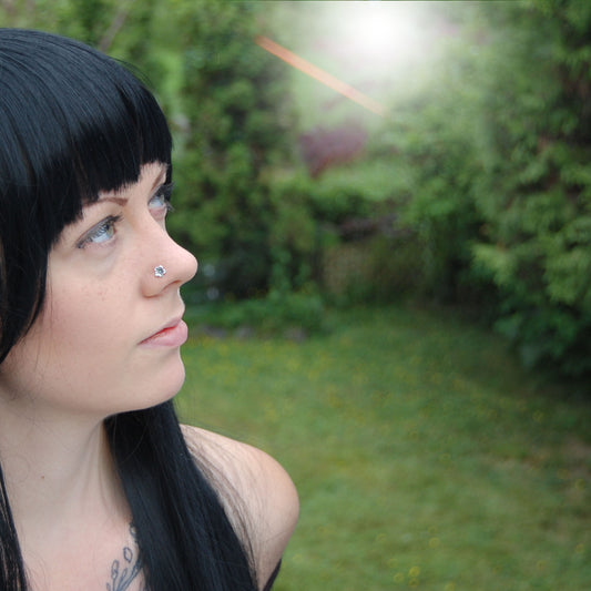 silver flower nose stud