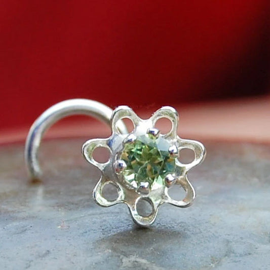 sterling silver peridot nose jewelry