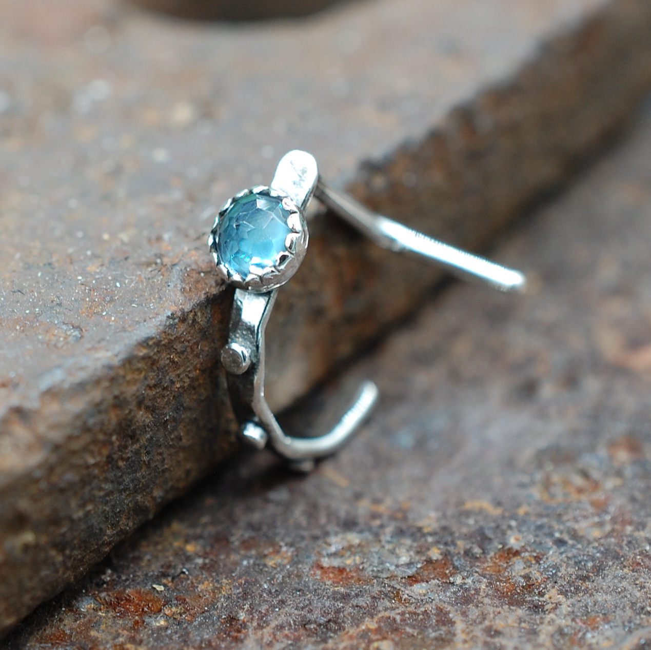 nose cuff with blue topaz