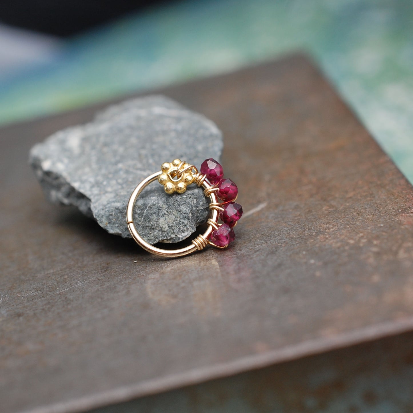 bohemian gold flower nose ring