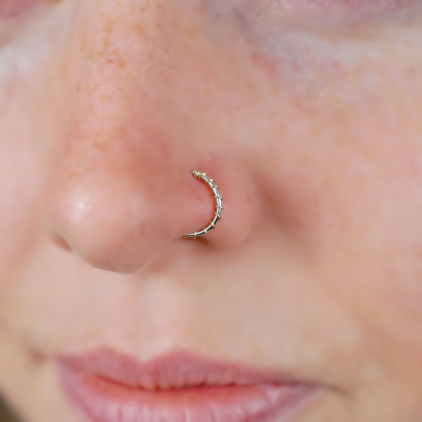 gold and silver nose ring
