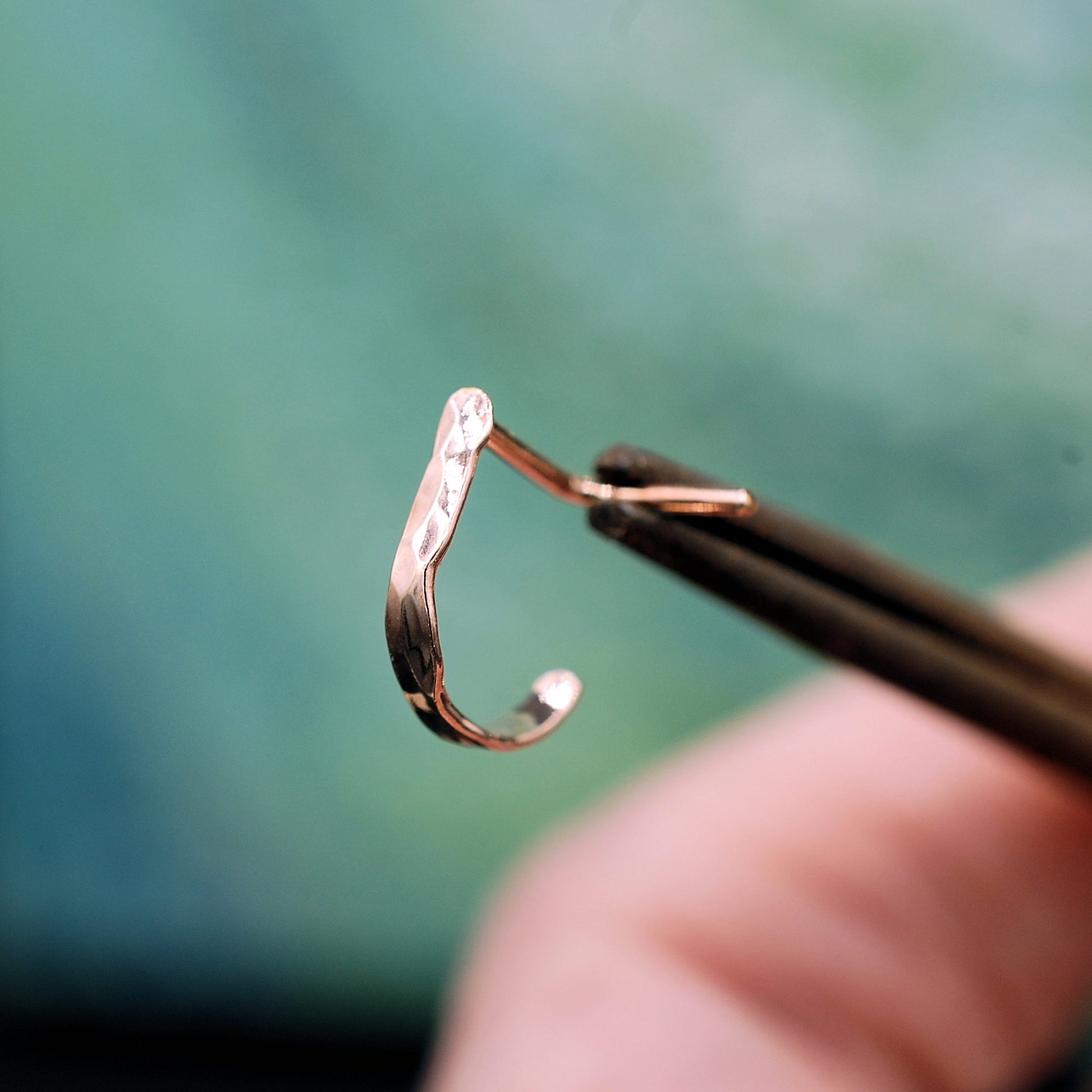hammered rose gold nose ring