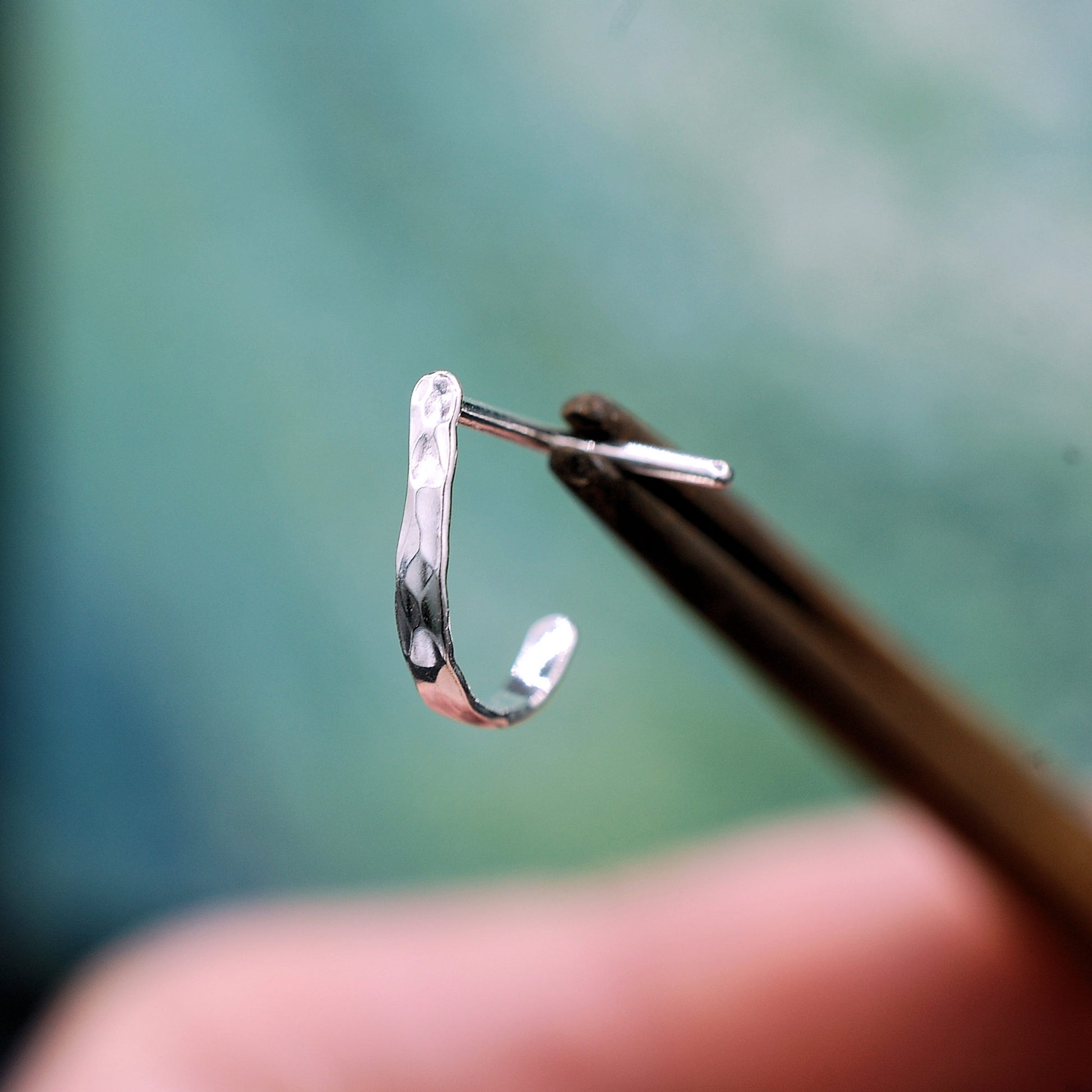 hammered silver nickel free nose ring