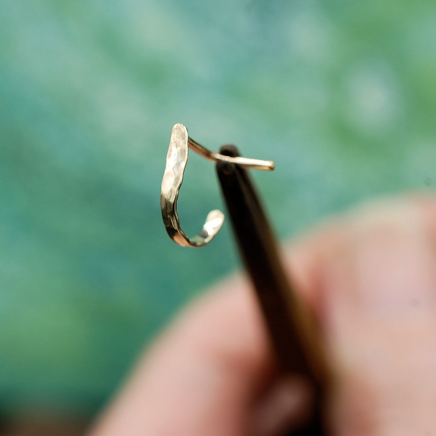 yellow gold hammered nose ring