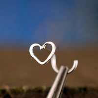 sterling silver heart shaped nose stud