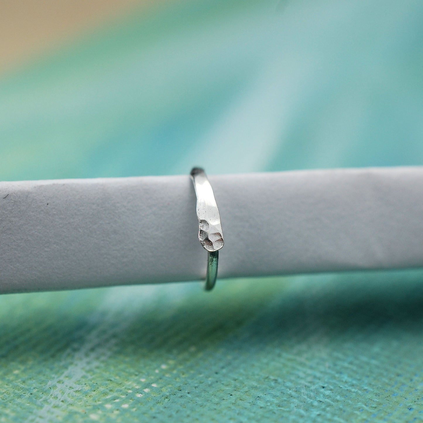 white gold hammered nose ring