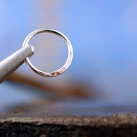 hammered unique silver nose ring hoop