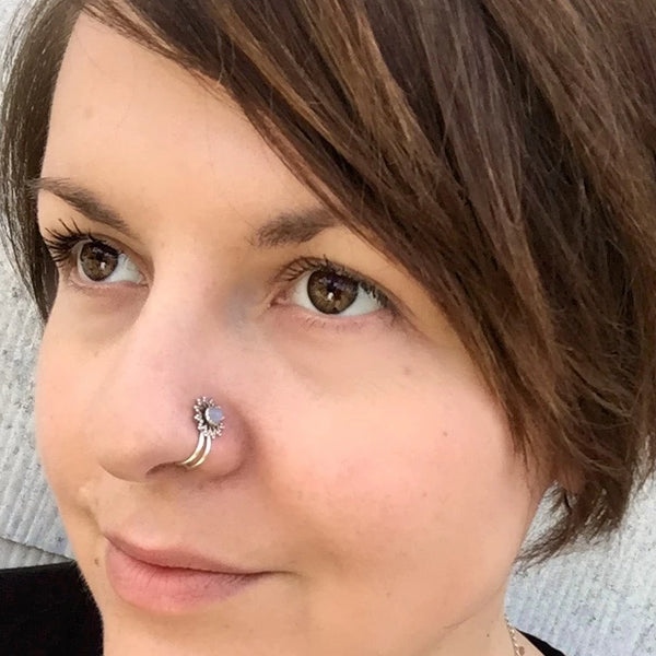 Two hoop store nose piercing