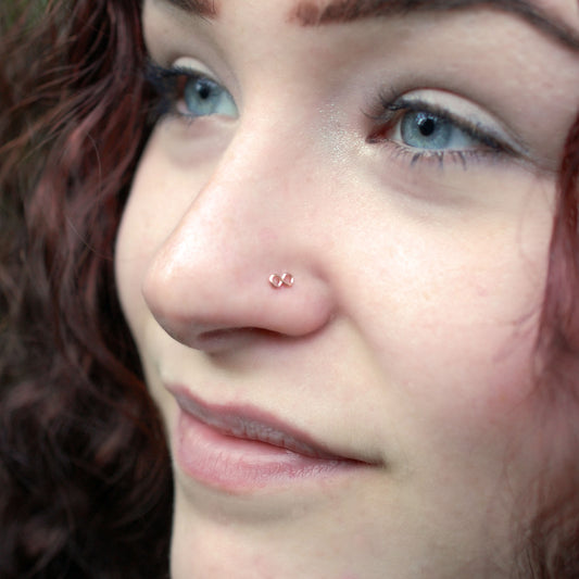 gold infinity symbol nose stud