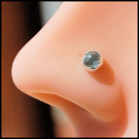 labradorite and sterling silver nose stud