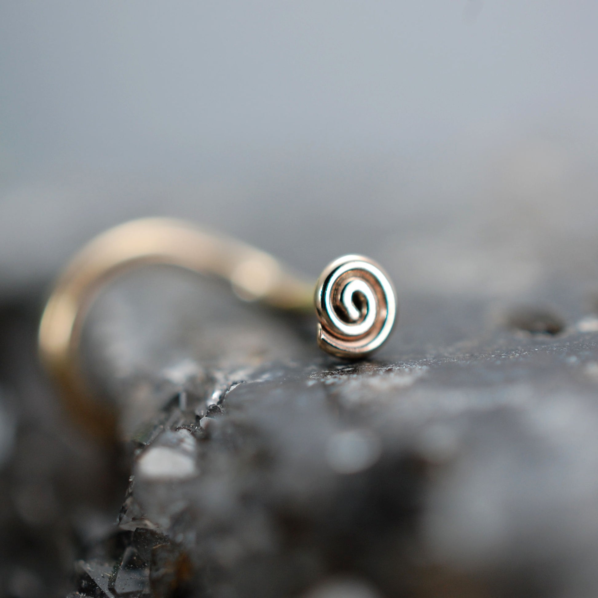 gold spiral nose stud nickel free