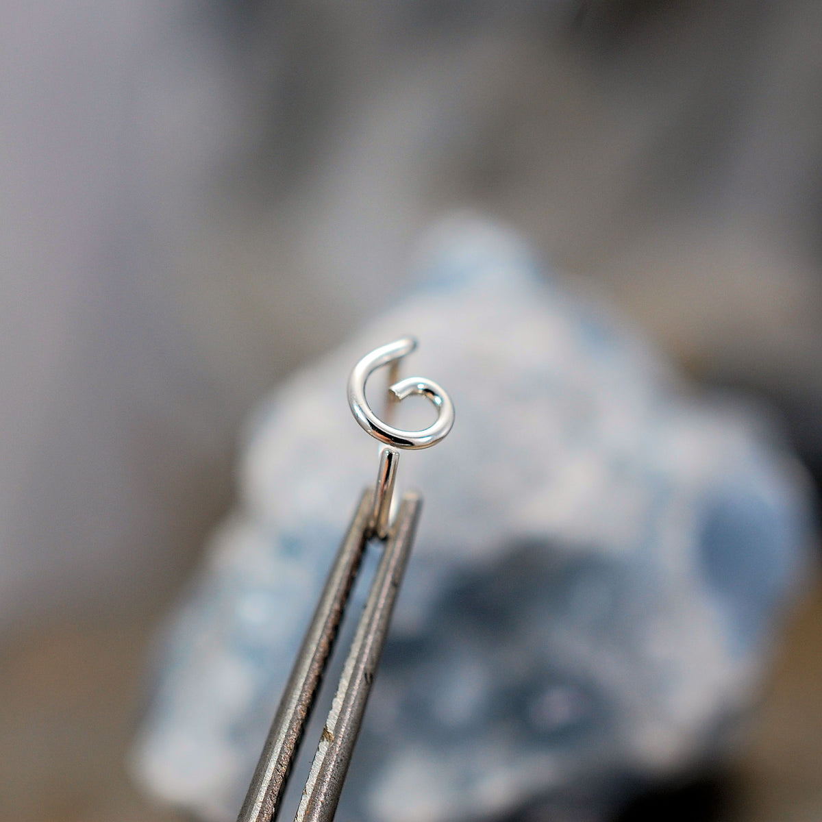 Silver Nose Ring - Organic Open Spiral