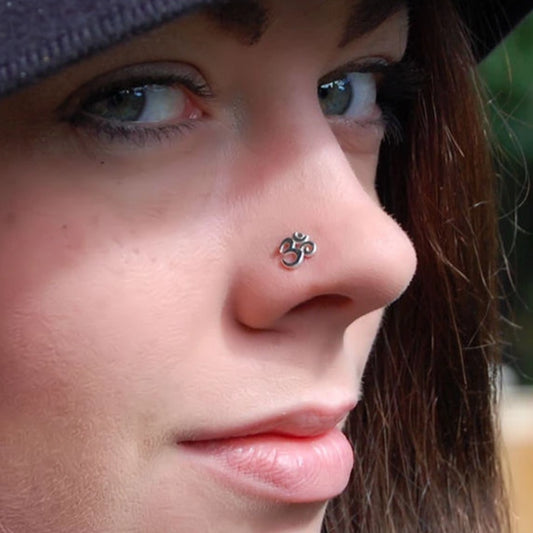 sterling silver ohm symbol nose stud