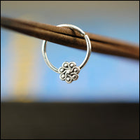 dainty flower septum ring in sterling silver