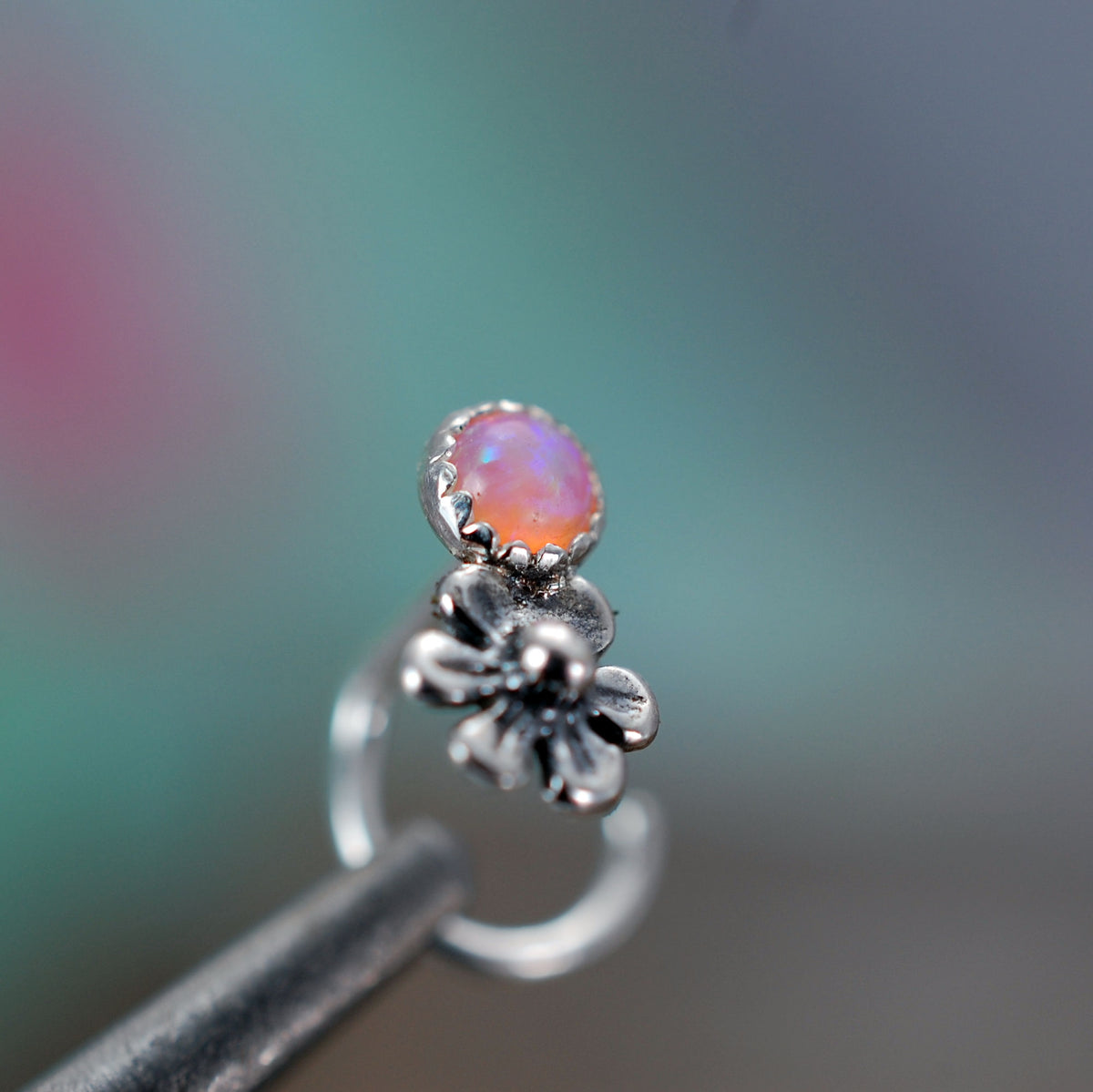 opal flower nose stud