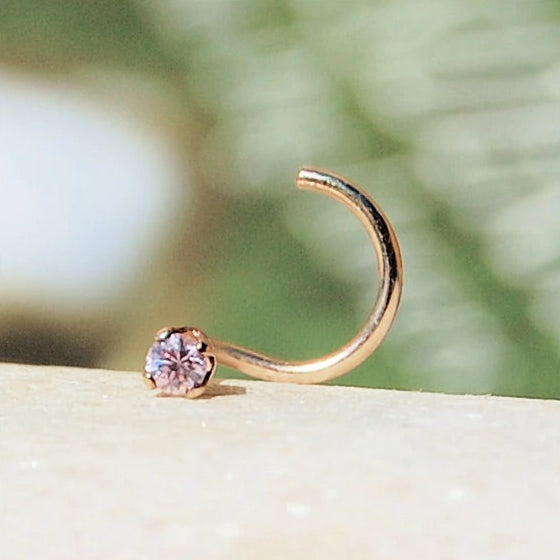 dainty zirconia nose jewelry in 14 karat yellow gold