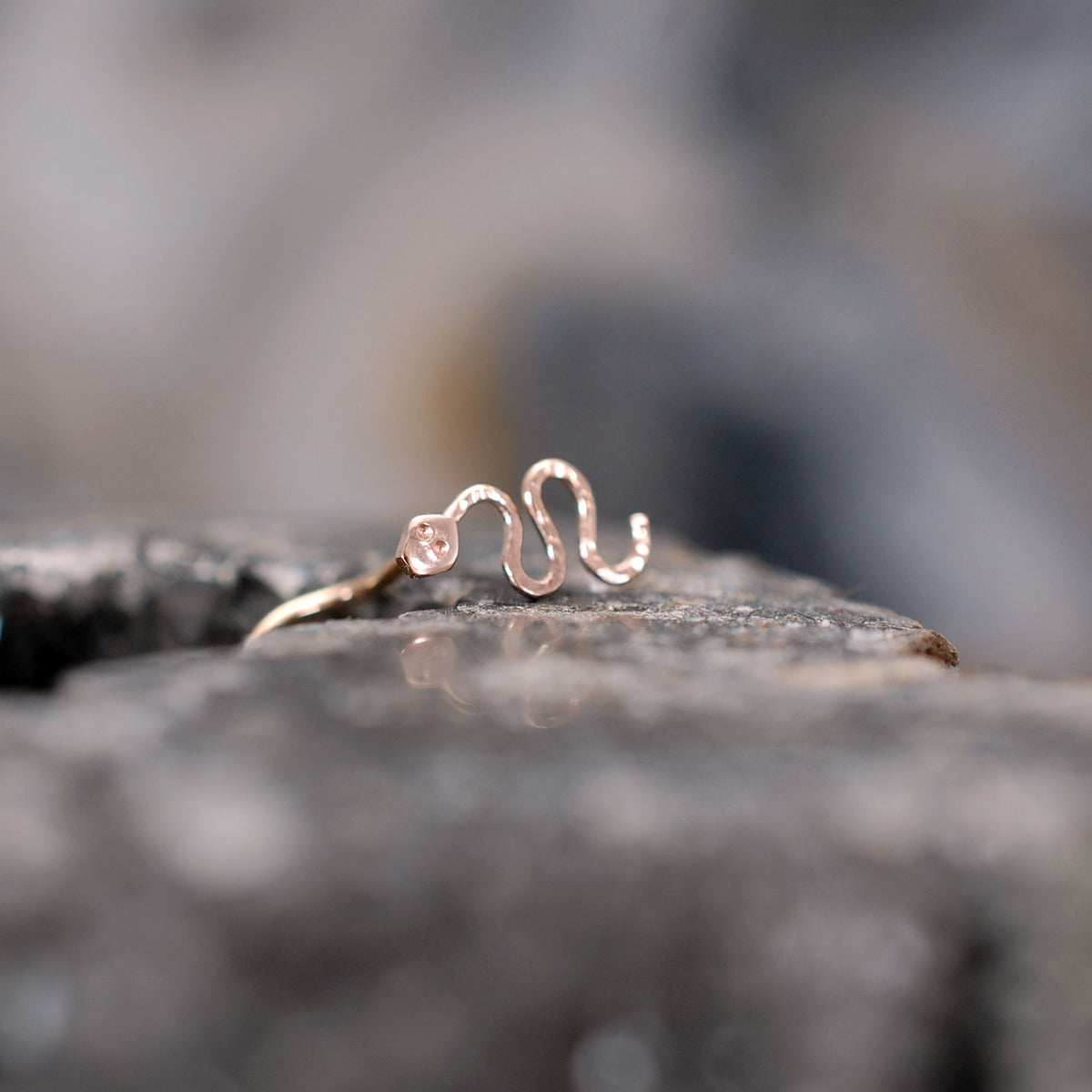 Rose Gold Snake Nose Stud in Solid 14 Karat Gold