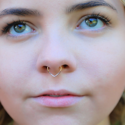 hammered rose gold septum ring